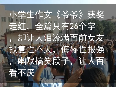 小学生作文《爷爷》获奖走红，全篇只有26个字，却让人泪流满面前女友报复性不大，侮辱性报强，幽默搞笑段子，让人百看不厌