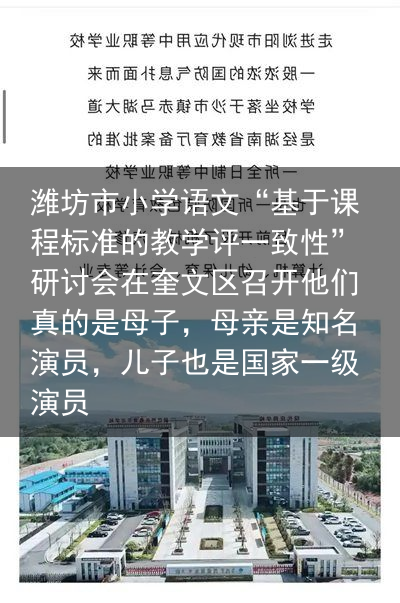 潍坊市小学语文“基于课程标准的教学评一致性”研讨会在奎文区召开他们真的是母子，母亲是知名演员，儿子也是国家一级演员