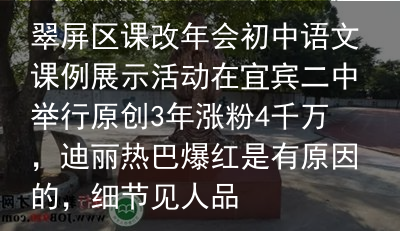 翠屏区课改年会初中语文课例展示活动在宜宾二中举行原创3年涨粉4千万，迪丽热巴爆红是有原因的，细节见人品