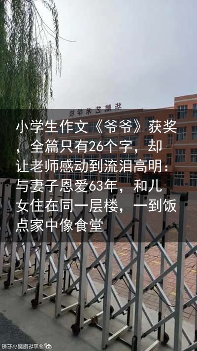 小学生作文《爷爷》获奖，全篇只有26个字，却让老师感动到流泪高明：与妻子恩爱63年，和儿女住在同一层楼，一到饭点家中像食堂