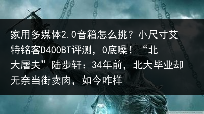 家用多媒体2.0音箱怎么挑？小尺寸艾特铭客D400BT评测，0底噪！“北大屠夫”陆步轩：34年前，北大毕业却无奈当街卖肉，如今咋样